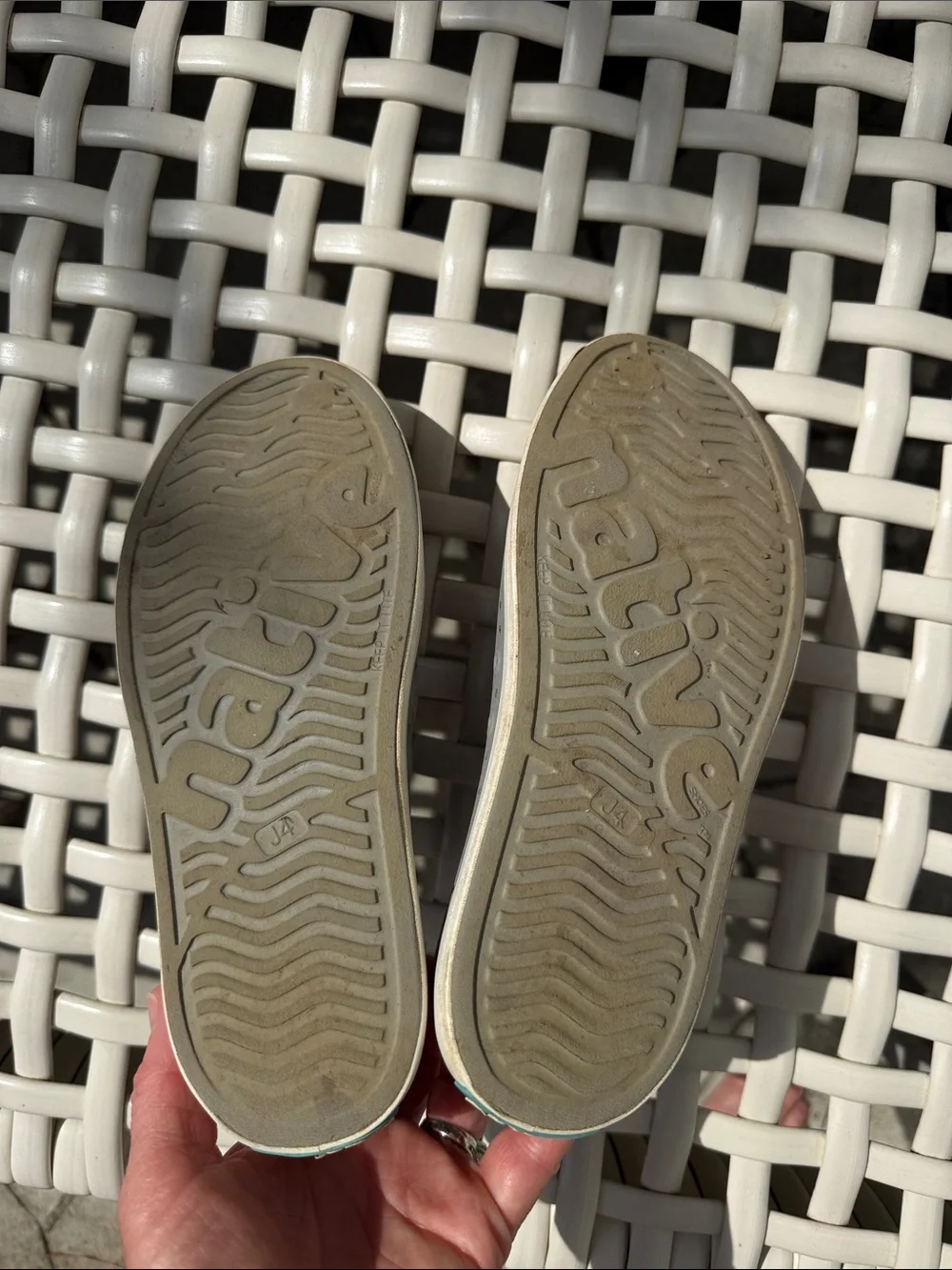 Native Jefferson Grey Slip-On Perforated Rubber shoe Sneakers j4